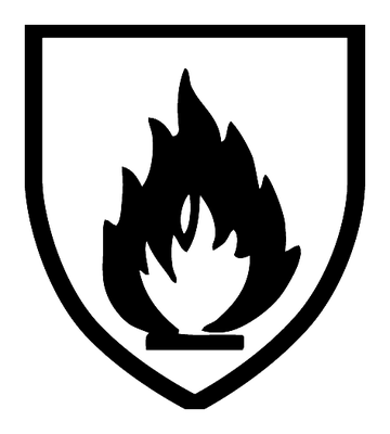 Piktogramm EN ISO 11612: Schutzschild mit Flamme